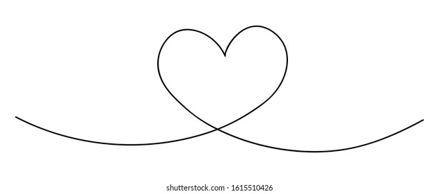 Modern one line heart background. Vector hand drawn continuous thin line decoration for Valentine's day. Love symbol, minimal art in trendy simple design