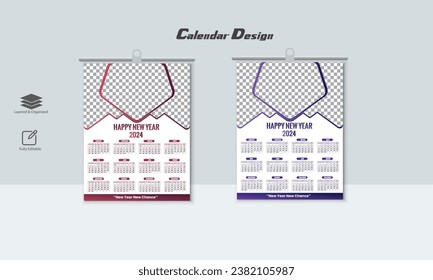 Modern one page calendar design 2024