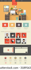 Modern One page Flat Website Template Design Vector