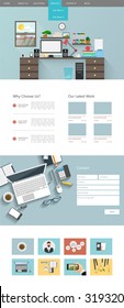 Modern One page Flat Website Template Design Vector