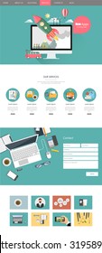 Modern One page Flat Website Template Design Vector