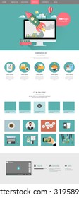 Modern One page Flat Website Template Design Vector