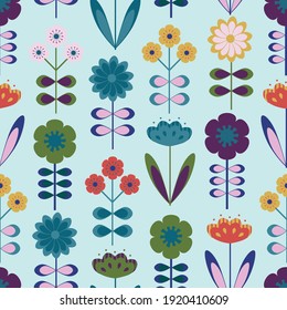 Modern One-Way Scandinavian Seamless Floral Pattern Background