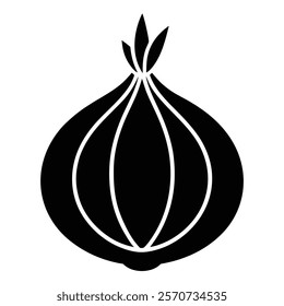 Modern onion silhouette icon for creative projects