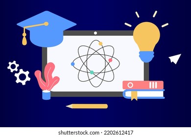 Modern  Online Education for banner website. Page template vector illustration of e-learning, internet course, application learning, university studies, classroom, tutorial, library on computer.