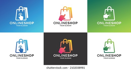 modern online shop logo. gradient shop logo template collection