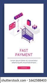Modern Online Shopping vector isometric illustration. Good for business/delivery/shopping subjects.