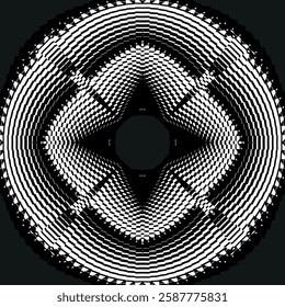 modern op art pattern, abstract black and white background, vector design element