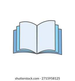Modern open book flat icon representing reading and knowledge. Vibrant vector illustration perfect for education apps, digital libraries, e-learning platforms, and school media.