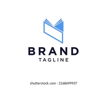 Modern Open Book Logo. Blue Geometric Shape Overlay Style Book Icon isolated on White Background. Usable for Business and Education Logos. Flat Vector Logo Design Template Element.
