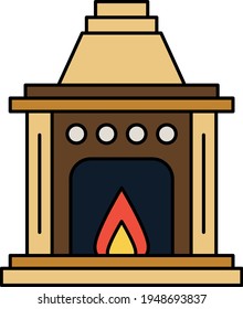 Modern open fireplace Concept Vector color line Icon Design, Interior design Symbol, Home Office decoration Sign, Residential and Commercial Decor Elements stock illustration