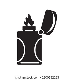 Modern open flame lighter icon | Black Vector illustration |