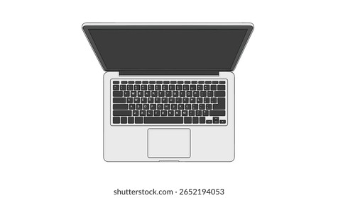 A modern open laptop showing its keyboard and trackpad from a top down view