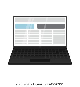 Modern open laptop. Vector illustration relevant for themes related to technology, business, data analysis, and remote work