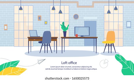 Modern open space or shared workplace, coworking, loft