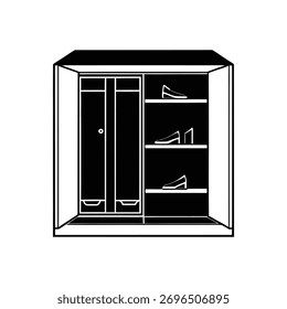 Modern open wardrobe vector illustration