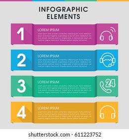 Modern operator infographic template. infographic design with operator icons includes headset, operator. can be used for presentation, diagram, annual report, web design. 