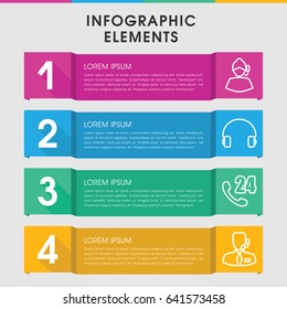 Modern operator infographic template. infographic design with operator icons includes headset, help support. can be used for presentation, diagram, annual report, web design.