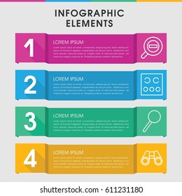 Modern optical infographic template. infographic design with optical icons includes binoculars, magnifier. can be used for presentation, diagram, annual report, web design. 