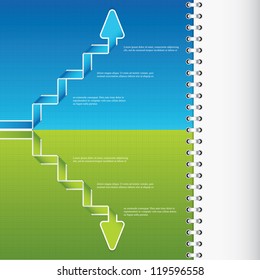Modern options design vector with paper arrows 
