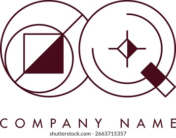 Logotipo moderno de OQ con un monograma dentro de un marco circular en estilo minimalista, ideal para la marca. El diseño muestra Formas abstractas con líneas limpias que enfatizan la elegancia y el profesionalismo.