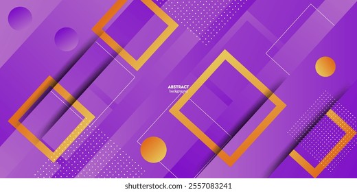 Modern orange 3D abstract background with square shapes and line patterns. Colorful illustration with purple patterns in the background. eps10