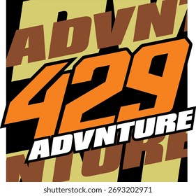 Modern orange 429 number vector, adventure text, sticker icon design, sticker print.