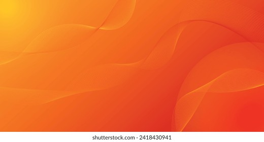 Modern orange abstract background with flowing wave lines. Dynamic waves.