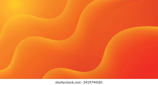 Fondo abstracto de color naranja moderno con líneas onduladas. Ondas dinámicas. Elementos de diseño de líneas de curva suaves. 