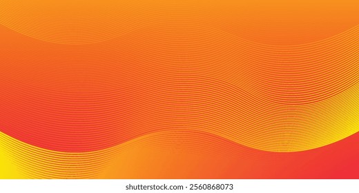Modern orange abstract background with flowing wave lines. Dynamic wave. Smooth curve lines design element. Futuristic technology concept. Suit for cover, header, poster, banner, website