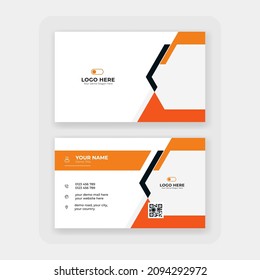 modern orange abstract business card design, stylish orange professional business card design template
