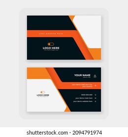 modern orange abstract business card design, stylish orange professional business card design template