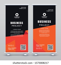 Modern orange banner Template. Abstract roll banner vector illustration.