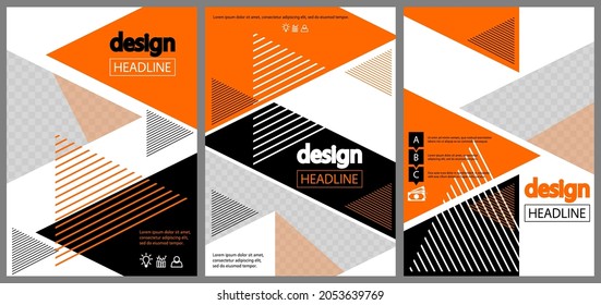 Modern Orange And Black Design For Presentations Templates With Space For Photo Background. Annual Report, Leaflet, Book, Poster, Flyer, Brochure, Cover Design.