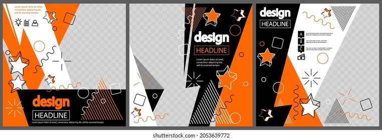 Modern Orange And Black Design For Presentations Templates With Space For Photo Background. Annual Report, Leaflet, Book, Poster, Flyer, Brochure, Cover Design.