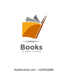 modern orange book open logo and icon