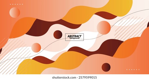 Modern orange and brown geometric business banner design. Creative banner design with wave and line shape as template. Simple horizontal banner. Vector Eps10