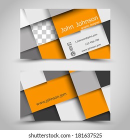 modern orange business card with squares. office concept