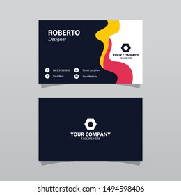 Modern orange business card template. Elegant element composition design with clean concept.