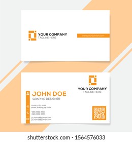 Modern orange business card template. Simple business card design with clean concept.