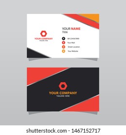 Modern Orange Bussines Card Template. Elegant Element Composition Design With Clean Concept.