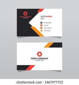 Modern Orange Bussines Card Template. Elegant Element Composition Design With Clean Concept.