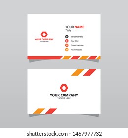 Modern Orange Bussines Card Template. Elegant Element Composition Design With Clean Concept.