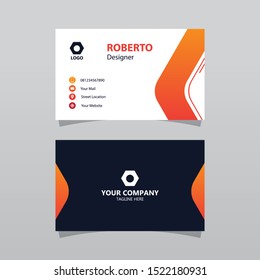 Modern Orange Bussines Card Template. Elegant Element Composition Design With Clean Concept.