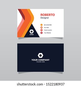 Modern Orange Bussines Card Template. Elegant Element Composition Design With Clean Concept.