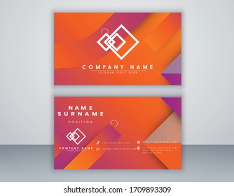 Modern Orange Bussines Card Template. Elegant Element Composition Design With Clean Concept.