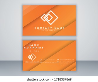 Modern Orange Bussines Card Template. Elegant Element Composition Design With Clean Concept.