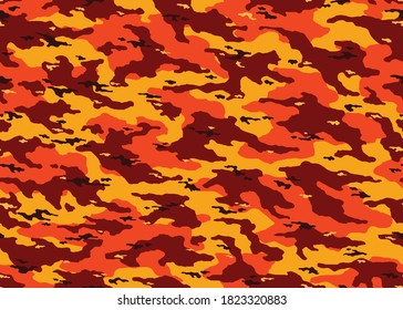 Modern Orange camouflage seamless pattern. Camo vector background illustration for web, banner, backdrop or surface design use