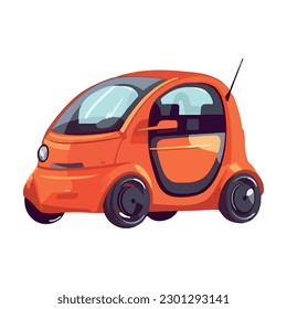 Modern orange car over white