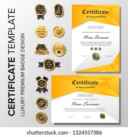 Modern Orange Certificate with badge